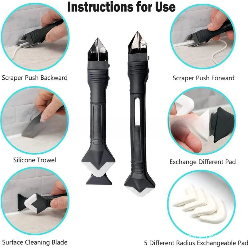 Caulk Nozzle Applicator Kit: 15PCS Silicone Scraper Tools