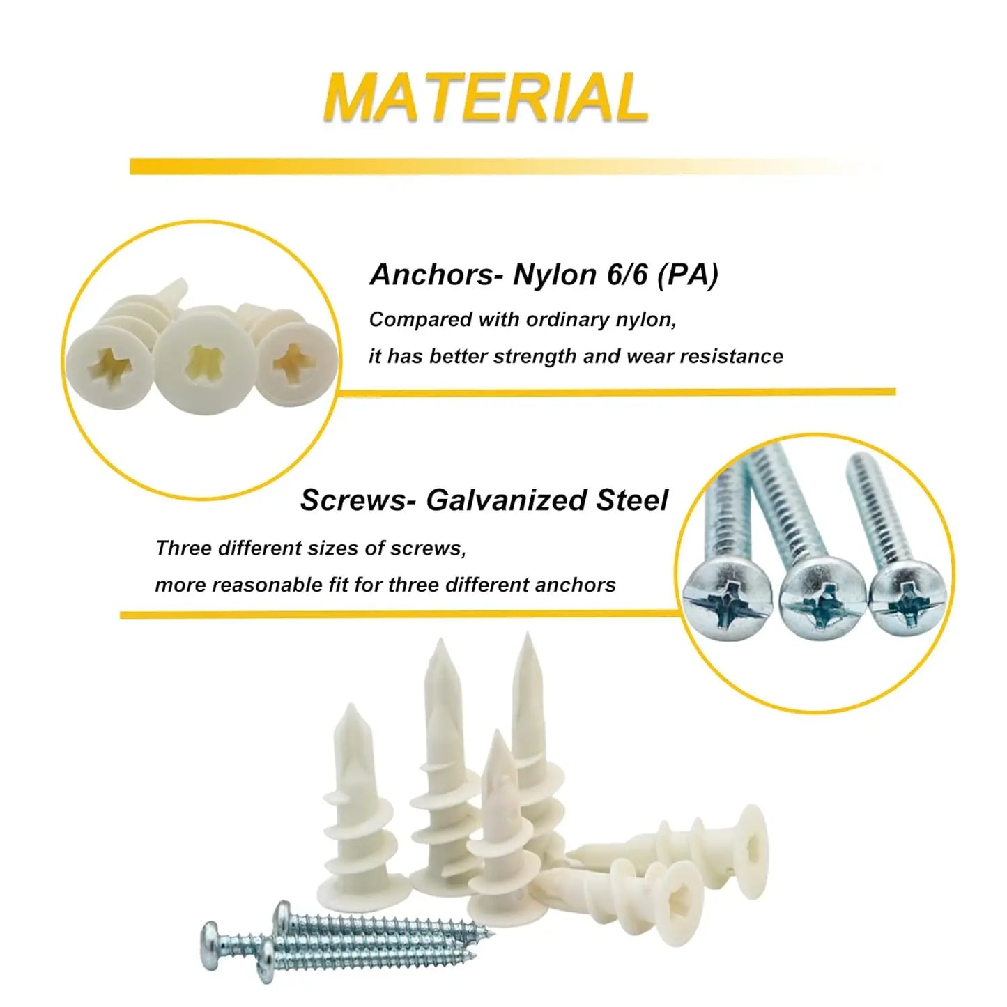 Nylon Drywall Anchors & Screws Set - 310PCS, Easy Install