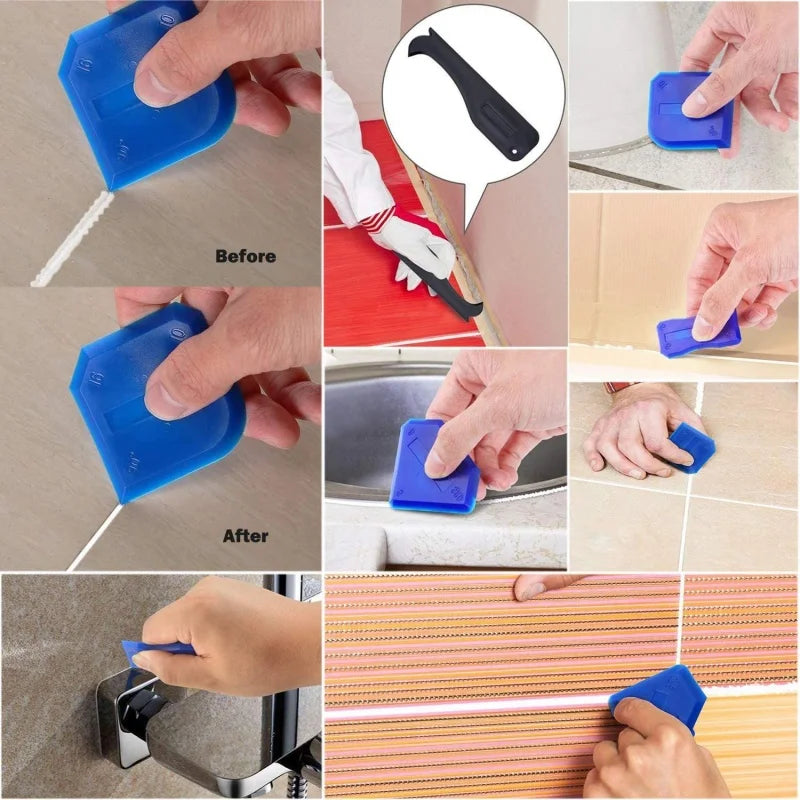 Caulk Nozzle Applicator Kit: 15PCS Silicone Scraper Tools