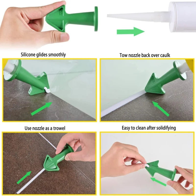 Caulk Nozzle Applicator Kit: 15PCS Silicone Scraper Tools